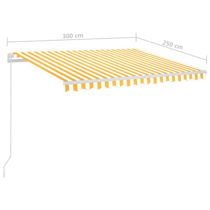 Automatisk markise med LED og vindsensor 3x2,5 m gul og hvit