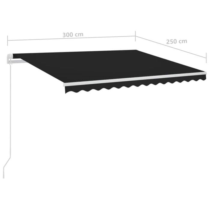 Automatisk markise med LED og vindsensor 3x2,5 m antrasitt