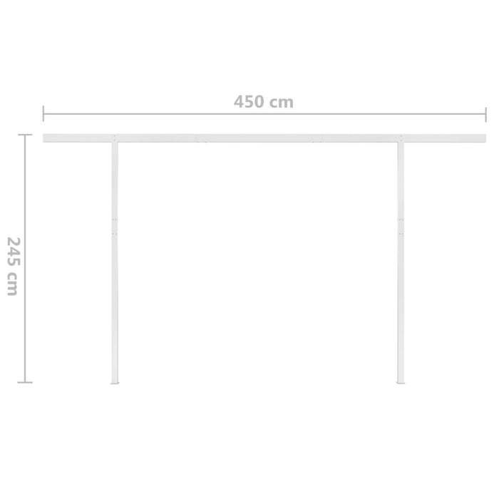 Manuell uttrekkbar markise med LED 4x3 m kremhvit