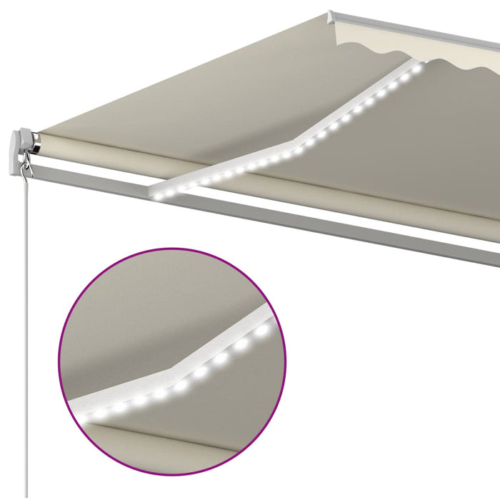 Automatisk markise med vindsensor og LED 4x3 kremhvit