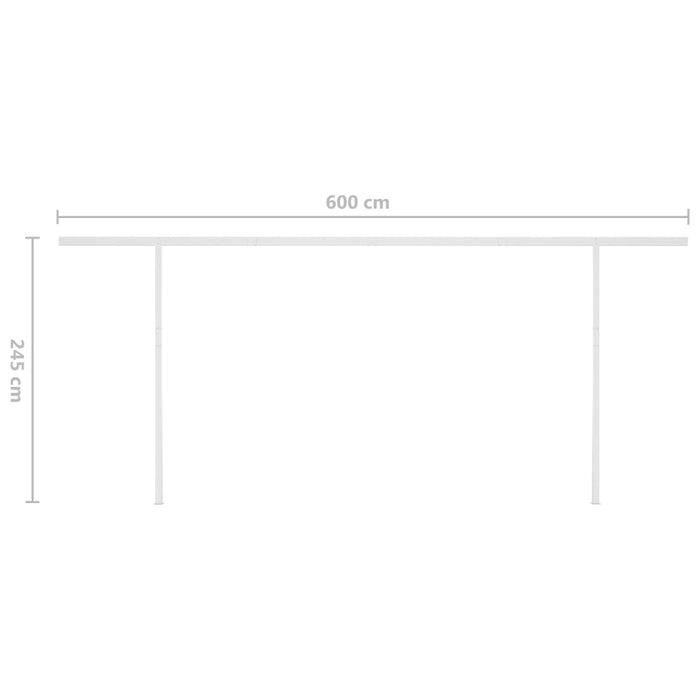 Manuell uttrekkbar markise med LED 6x3 kremhvit