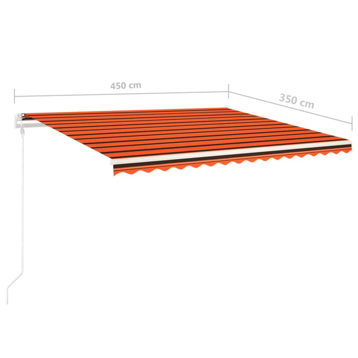 Manuell uttrekkbar markise med LED 4,5x3,5 m oransje og brun