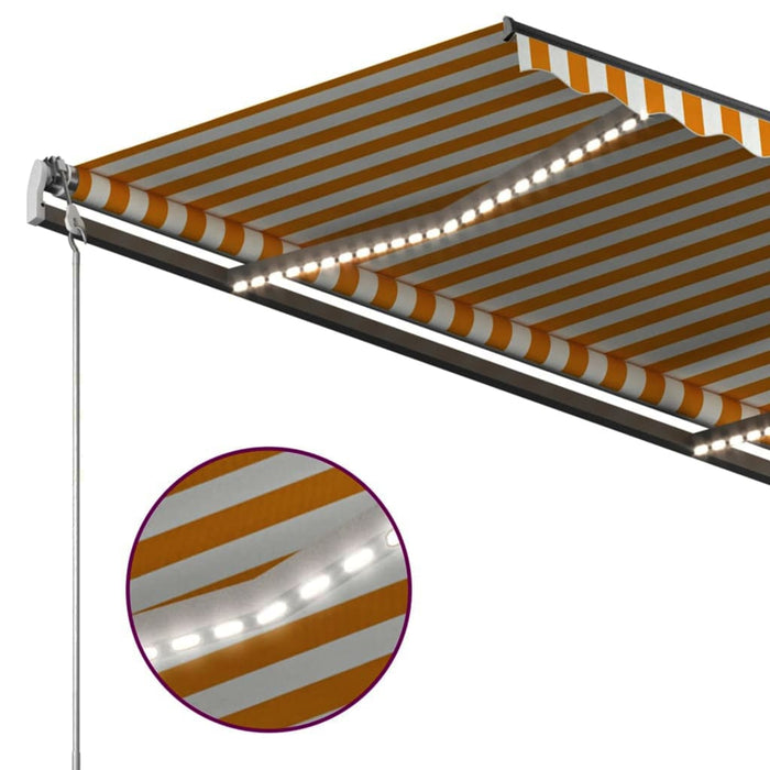 Manuell uttrekkbar markise med LED 3x2,5 m gul og hvit