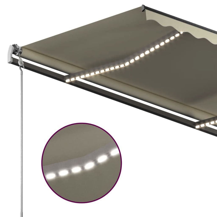 Automatisk markise med LED og vindsensor 3x2,5 cm kremhvit