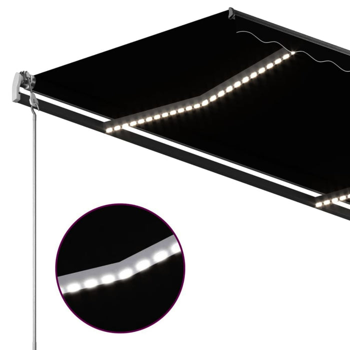 Automatisk markise med LED og vindsensor 3x2,5 cm antrasitt