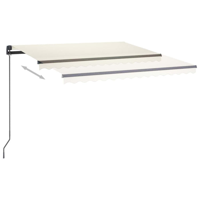 Manuell uttrekkbar markise med LED 3,5x2,5 m kremhvit