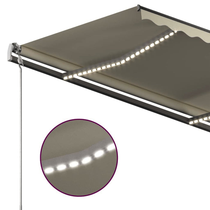 Automatisk markise med LED og vindsensor 3,5x2,5 cm kremhvit