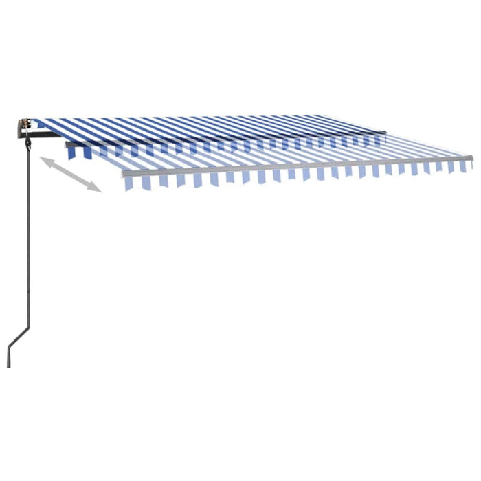 Automatisk markise med vindsensor og LED 4,5x3 m blå og hvit