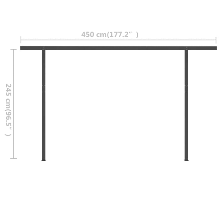 Manuell uttrekkbar markise med LED 5x3 m antrasitt