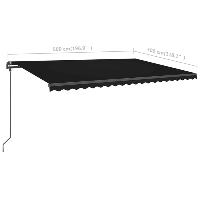 Manuell uttrekkbar markise med LED 5x3 m antrasitt