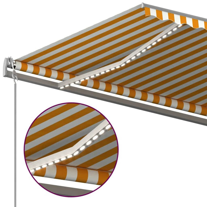 Automatisk markise med vindsensor og LED 5x3 m gul og hvit