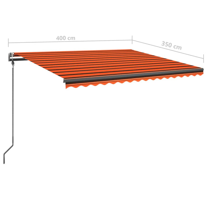 Manuell uttrekkbar markise med LED 4x3,5 m oransje og brun