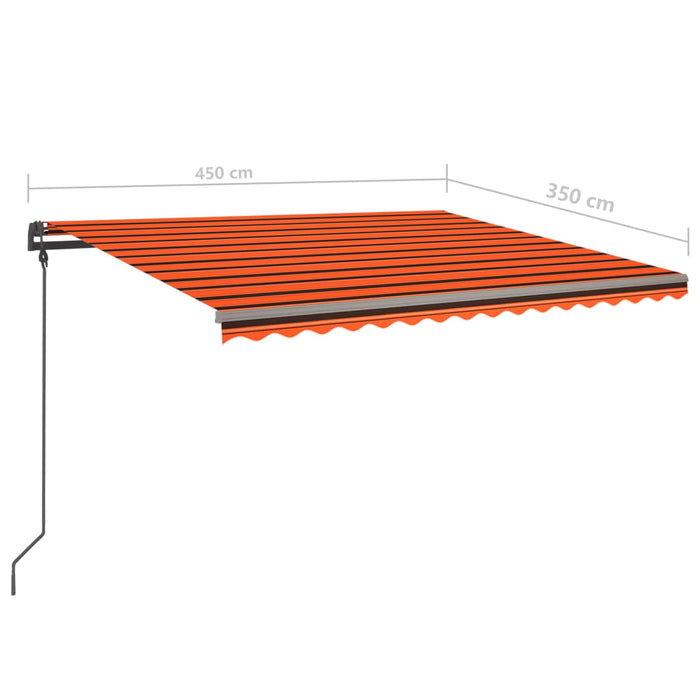 Manuell uttrekkbar markise med stolper 4,5x3,5m oransje og brun