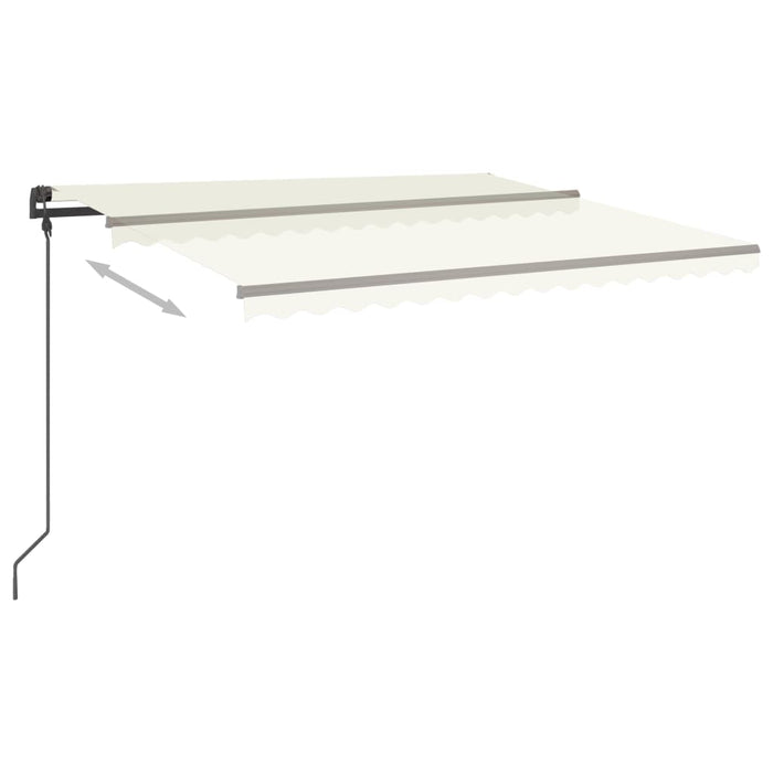 Manuell uttrekkbar markise med LED 4,5x3,5 m kremhvit