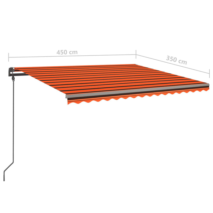 Manuell uttrekkbar markise med LED 4,5x3,5 m oransje og brun