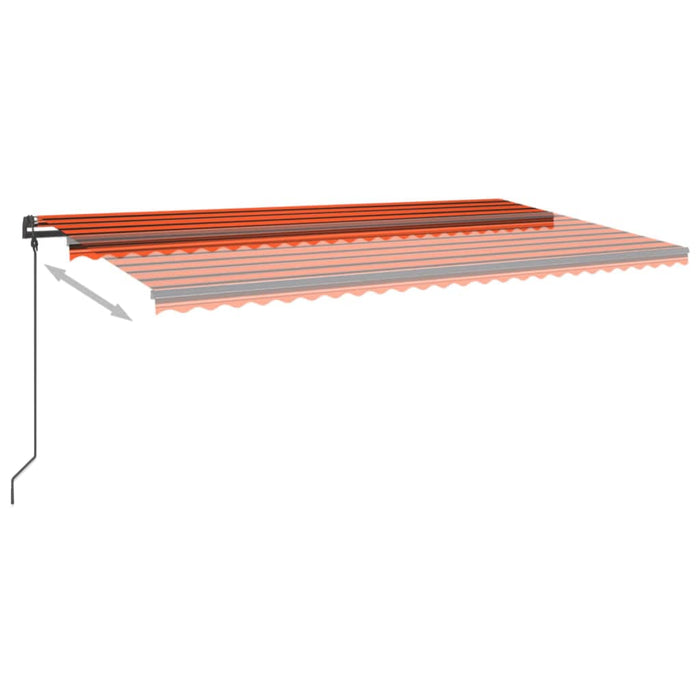 Manuell uttrekkbar markise med LED 6x3,5 m oransje og brun