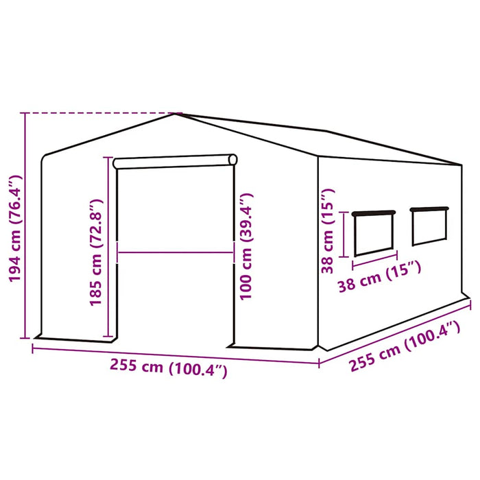 Erstattningstrekk til drivhus (6,5025 m²) 255x255x194 cm grønn