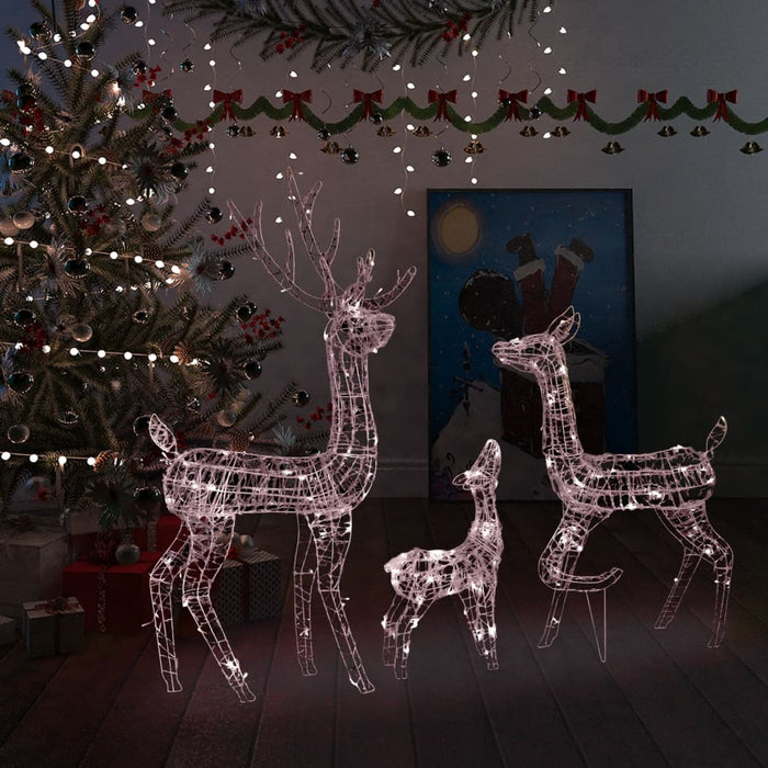 Julereinsdyrfamilie akryl 300 LED 160 cm varmhvit