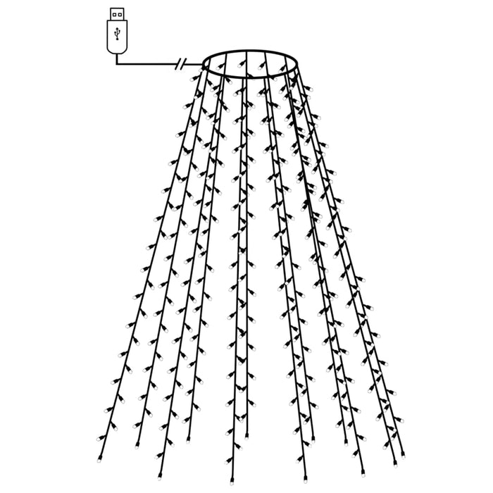 Nettlys for juletre med 210 LED flerfarget 210 cm