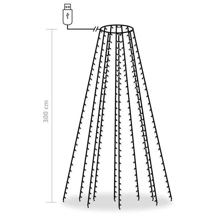 Nettlys for juletre med 300 LED kaldhvit 300 cm