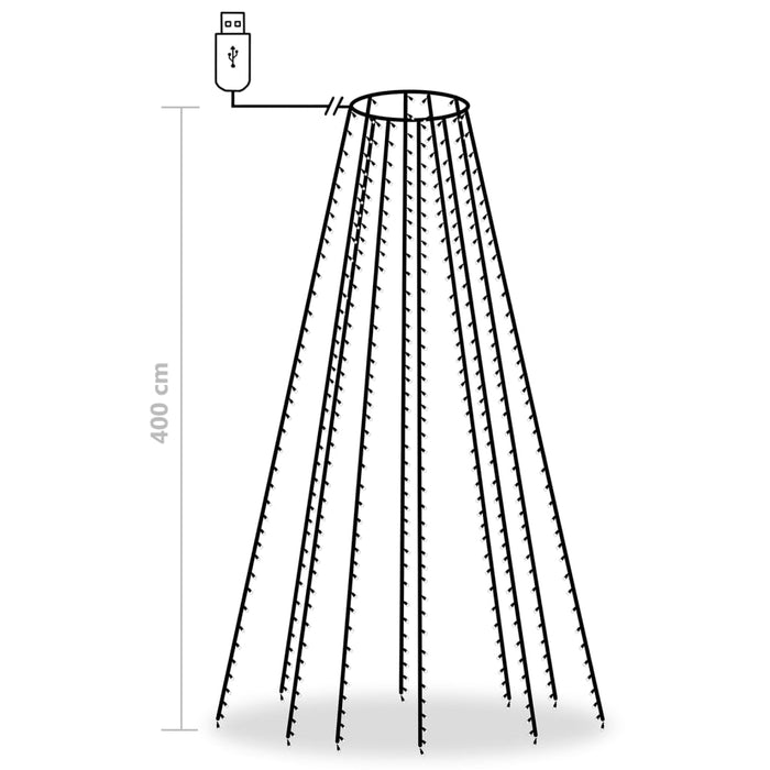 Nettlys for juletre med 400 LED kaldhvit 400 cm