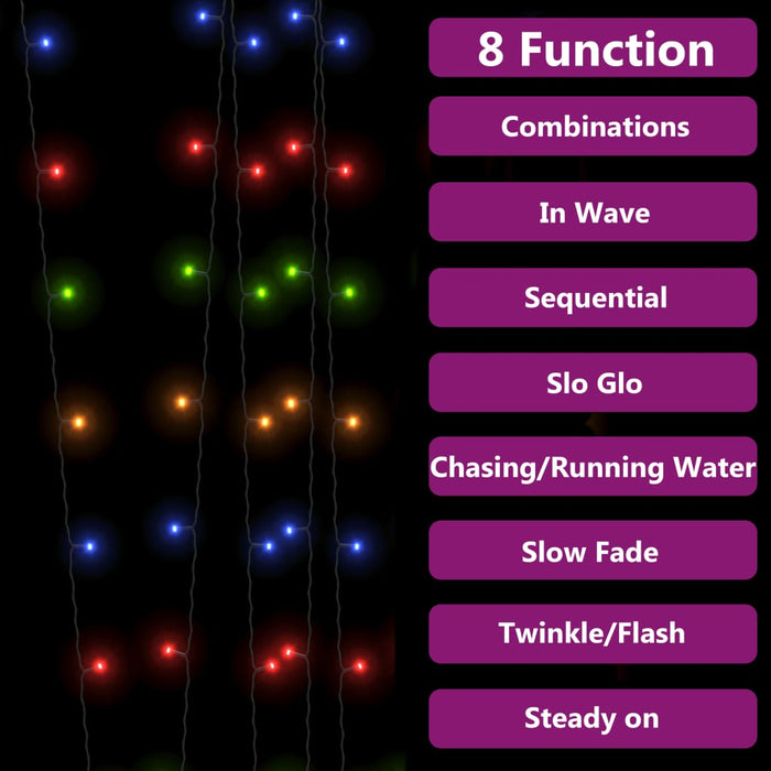 Soldrevne lysslynger 5stk 5x200 LED fargerik innendørs utendørs