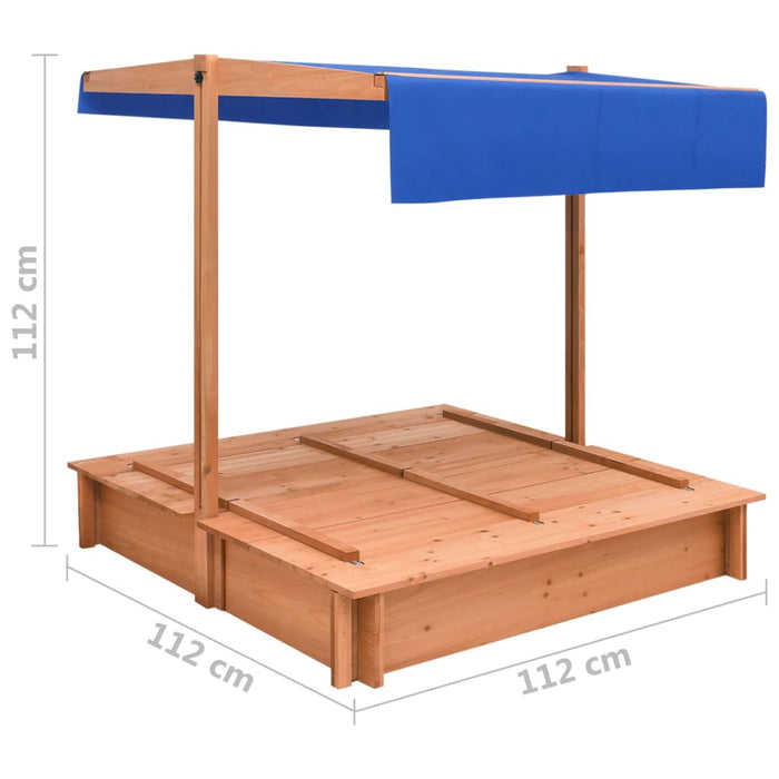 Sandkasse med tak gran 112x112x112 cm