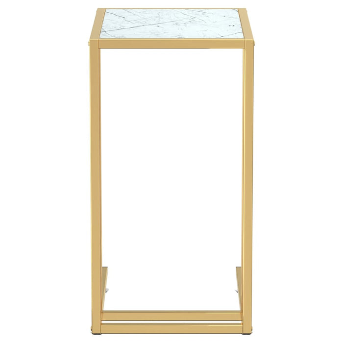 Sidebord for PC hvit marmor 50x35x65 cm herdet glass