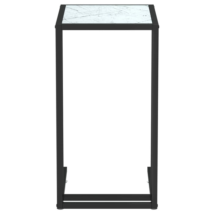 Sidebord for PC hvit marmor 50x35x65 cm herdet glass