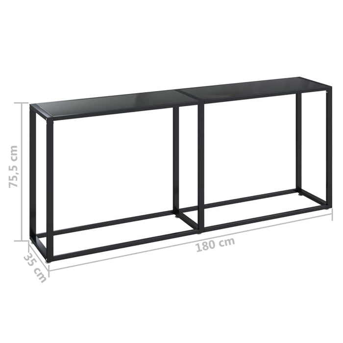 Konsollbord svart 180x35x75,5 cm herdet glass