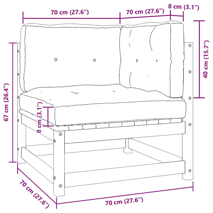 Hagesofagruppe med puter 2 deler heltre furu