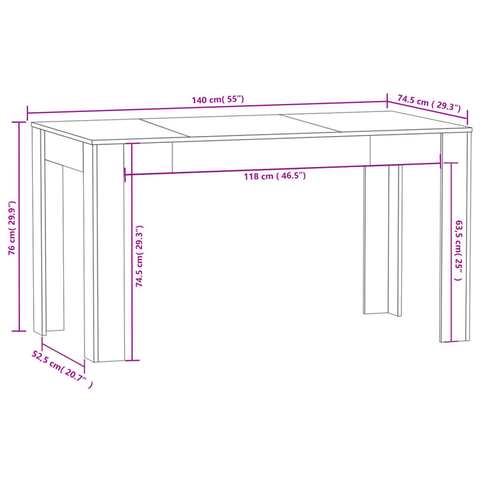 Spisebord svart 140x74,5x76 cm sponplate