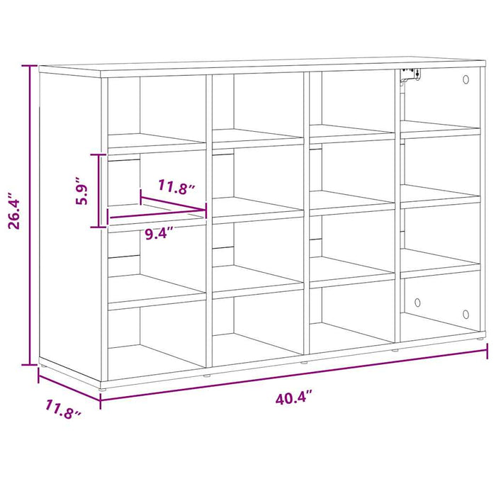 Skoskap med hylle Sonoma eik 103 x 30 x 67 cm Konstruert tre