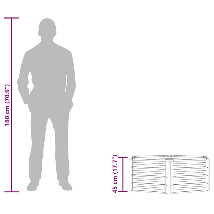 Høybed 129x45 cm galvanisert stål sølv
