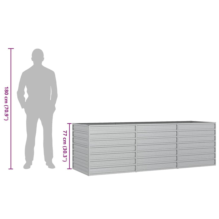 Høybed 240x80x77 cm galvanisert stål sølv