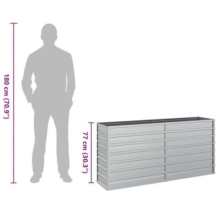 Høybed 160x40x77 cm galvanisert stål sølv