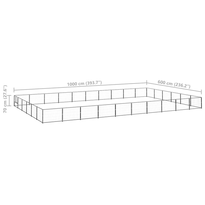 Hundegård svart 60 m² stål