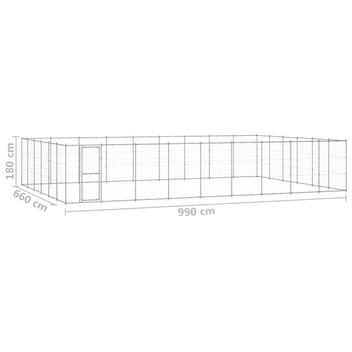 Utendørs hundegård 65,34 m² galvanisert stål