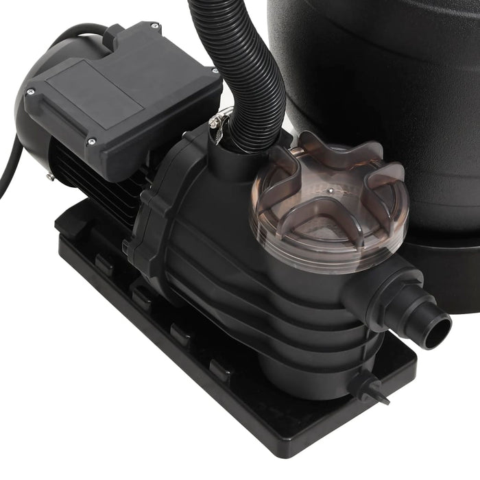 Bassengsandfilter med forfilter svart