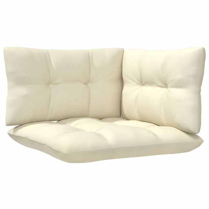 Hagesofagruppe med kremhvite puter 3 deler heltre furu