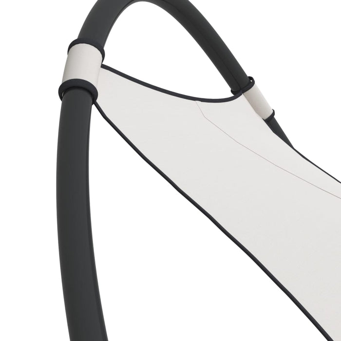 Gyngende solseng med hjul stål og tekstilstoff kremhvit