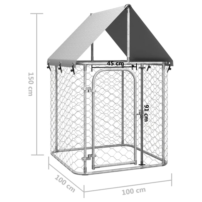 Utendørs hundegård med tak 100x100x150 cm