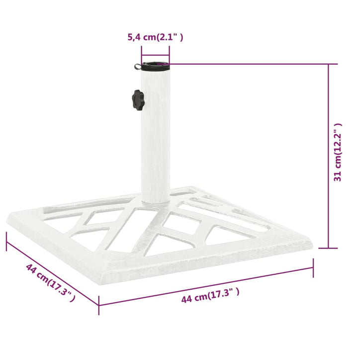 Parasollbase hvit 44x44x31 cm støpejern