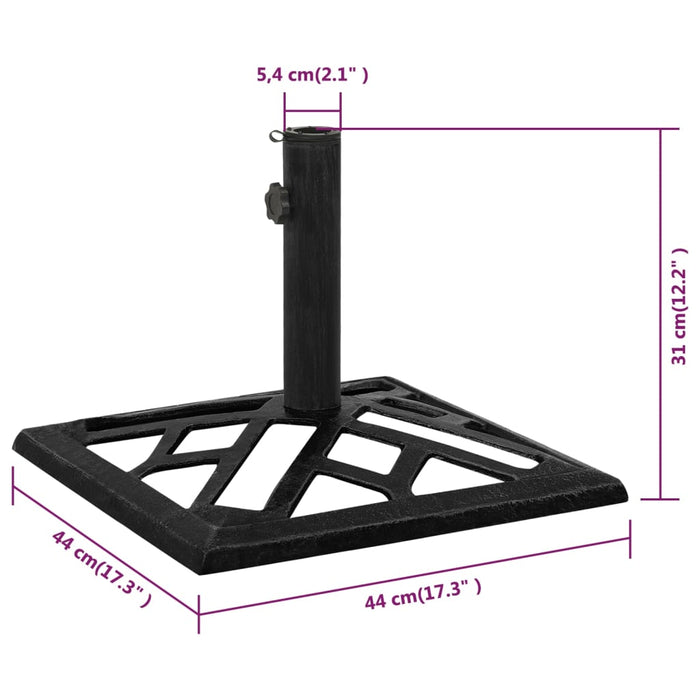 Parasollbase svart 44x44x31 cm støpejern