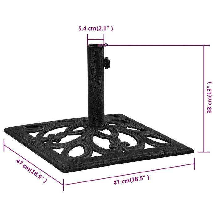 Parasollbase svart 47x47x33 cm støpejern