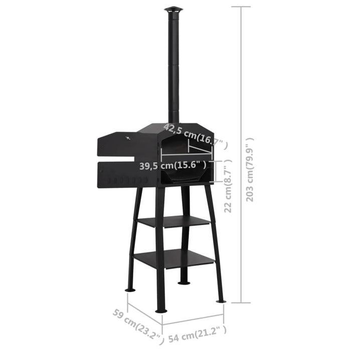 Utendørs pizzaovn kullfyrt med 2 keramikksteiner