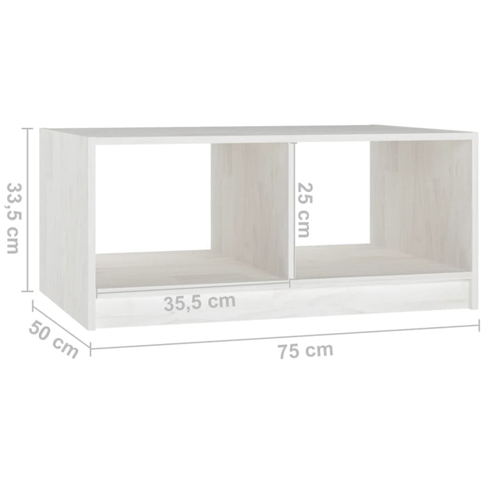 Salongbord 75x50x33,5 cm heltre furu hvit