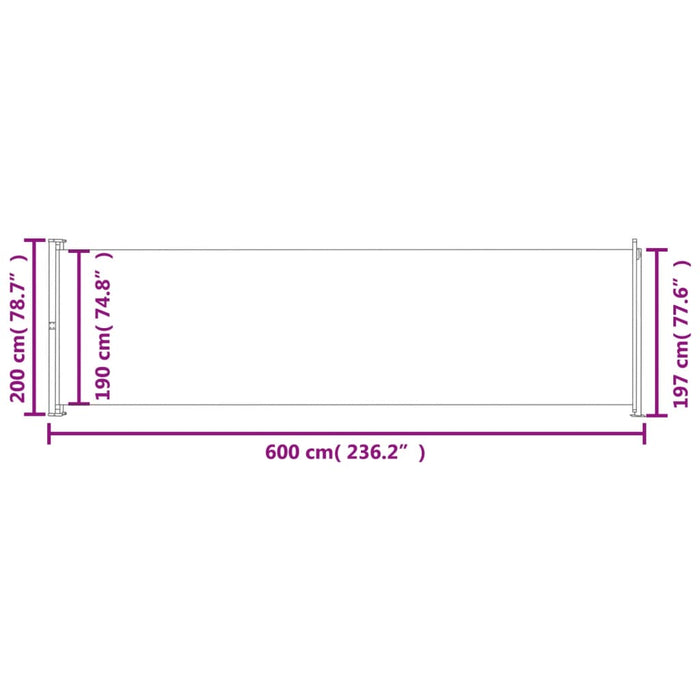 Uttrekkbar sidemarkise 200x600 cm blå