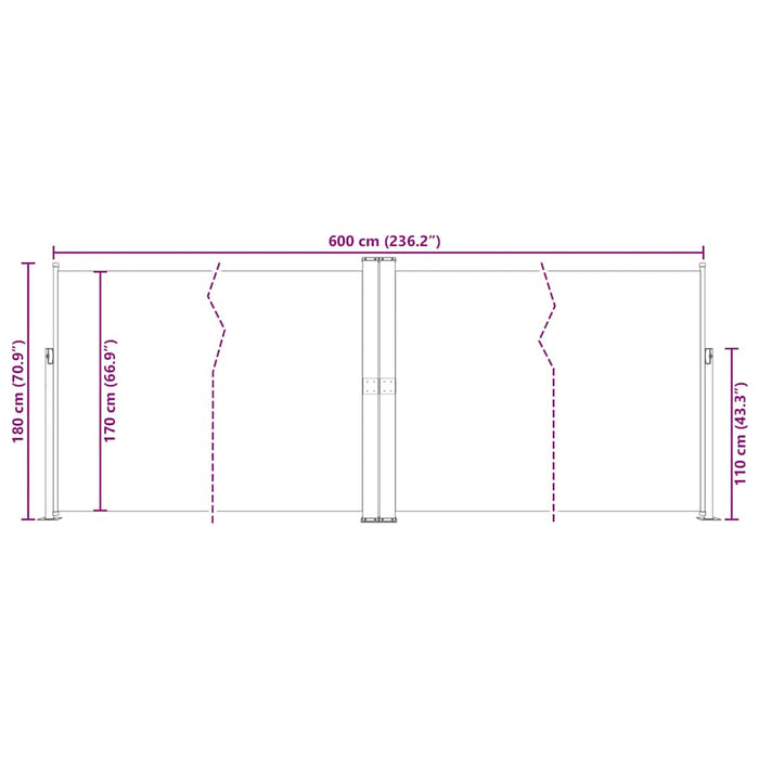 Uttrekkbar sidemarkise 180x600 cm blå