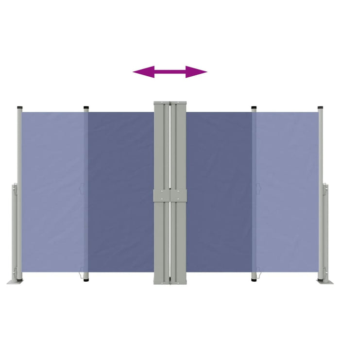 Uttrekkbar sidemarkise blå 140x1200 cm